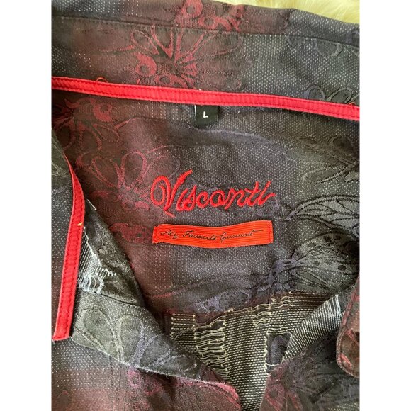 Visconti Men's Long Sleeve Floral Shirt - Size L - Red & Grey - Button-Up casual - Picture 3 of 6